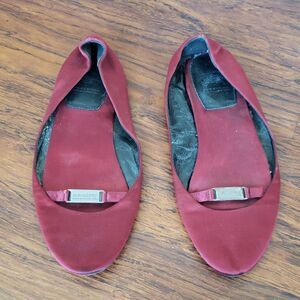 Burberry Deep Red Indoor Flats with Silver Accent Size 38